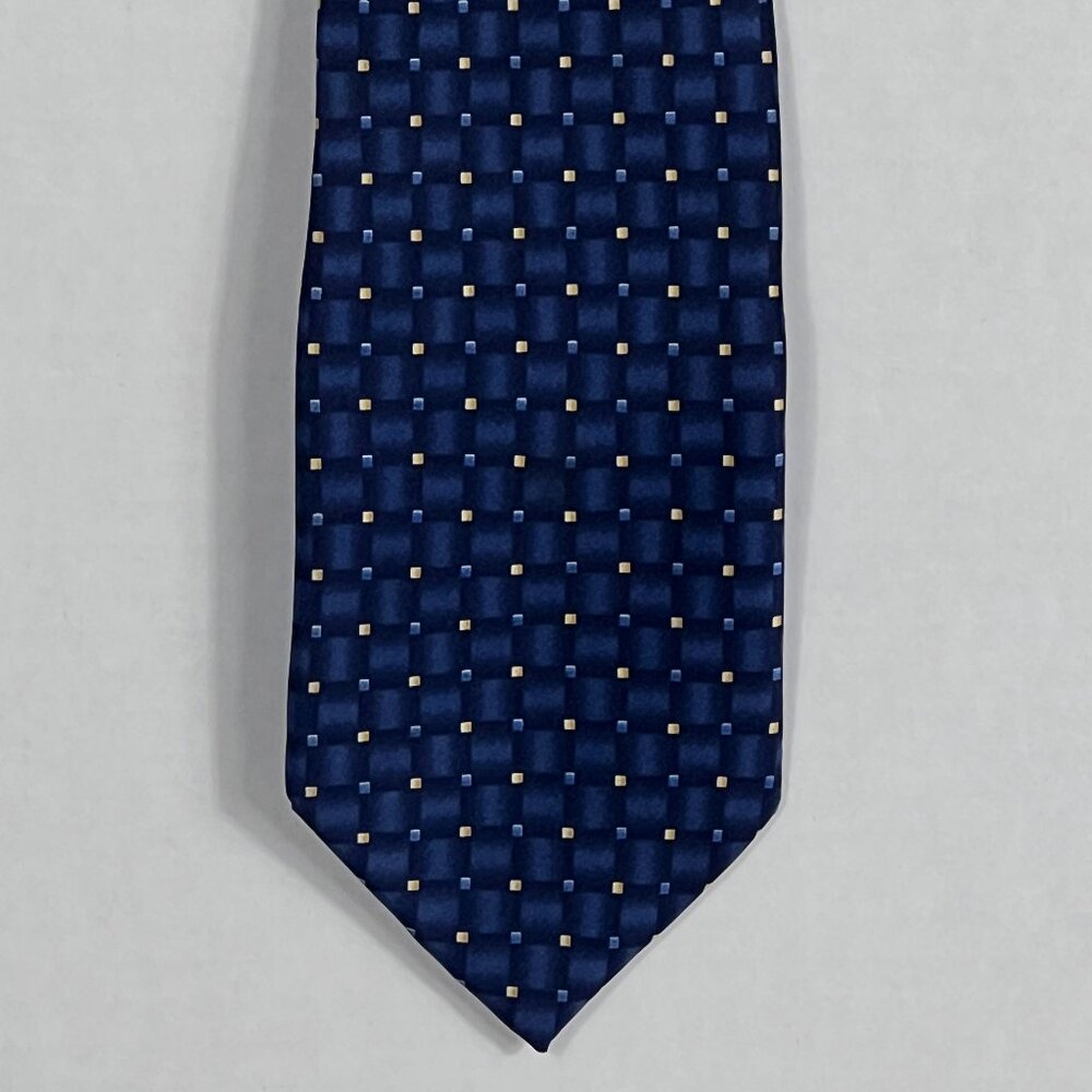 Neo Bill Blass Silk Blue Geometric Tie Men’s 3.75” x 61”